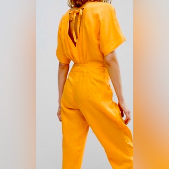 FREE PEOPLE Linen Jumper Sunkiss Orange - Picture 5 of 6